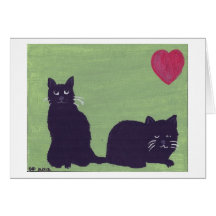 Two Black Cats Greeting Card