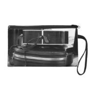 Two black guitar cases in bw wristlet purse