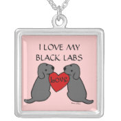 Two Black Labradors with Love Cartoon