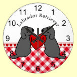 Two Black Labradors with Love Cartoon wall clocks