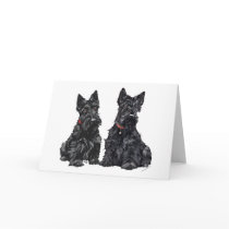 Two Black Scottish Terriers Greeting Cards