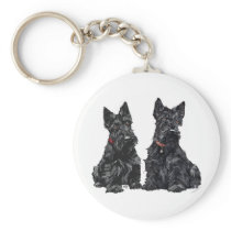 Two Black Scottish Terriers Keychain