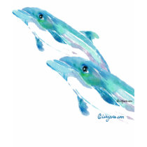 Two Blue Dolphins T-Shirt by lillyarts Two Blue Dolphins T-Shirt