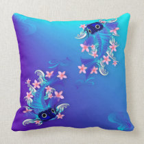 Two Blue Koi  Pillows pillows