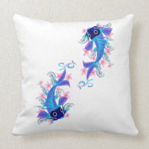 Two Blue Koi  Pillows pillows