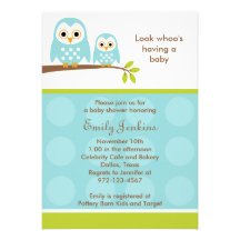 Two Blue Owls Baby Shower Invitations