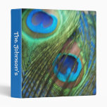 Two Blue Peacock Feathers Binders