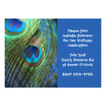 Two Blue Peacock Feathers Birthday Announcements