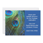 Two Blue Peacock Feather Birthday Invitations