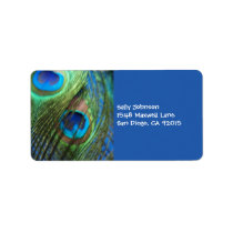 Two Blue Peacock Feathers Personalized Address Label