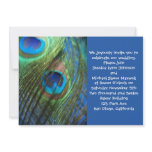 Two Blue Peacock Feathers Wedding Invitation