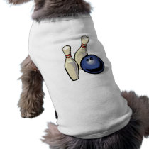 two bowling pins and bowling ball design doggie tshirt