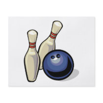 two bowling pins and bowling ball design flyers