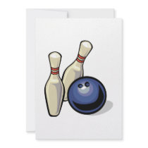 two bowling pins and bowling ball design announcement