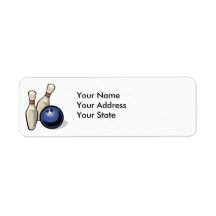 two bowling pins and bowling ball design custom return address label