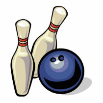 two bowling pins and bowling ball design photo cut outs