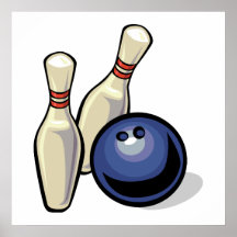 two bowling pins and bowling ball design print