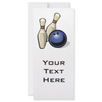 two bowling pins and bowling ball design custom rack card
