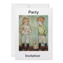 Two Boys with a Dog Party Invitation