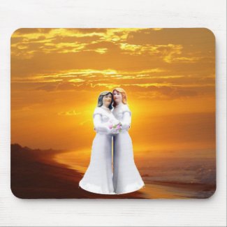 Two Brides at Sunset mousepad
