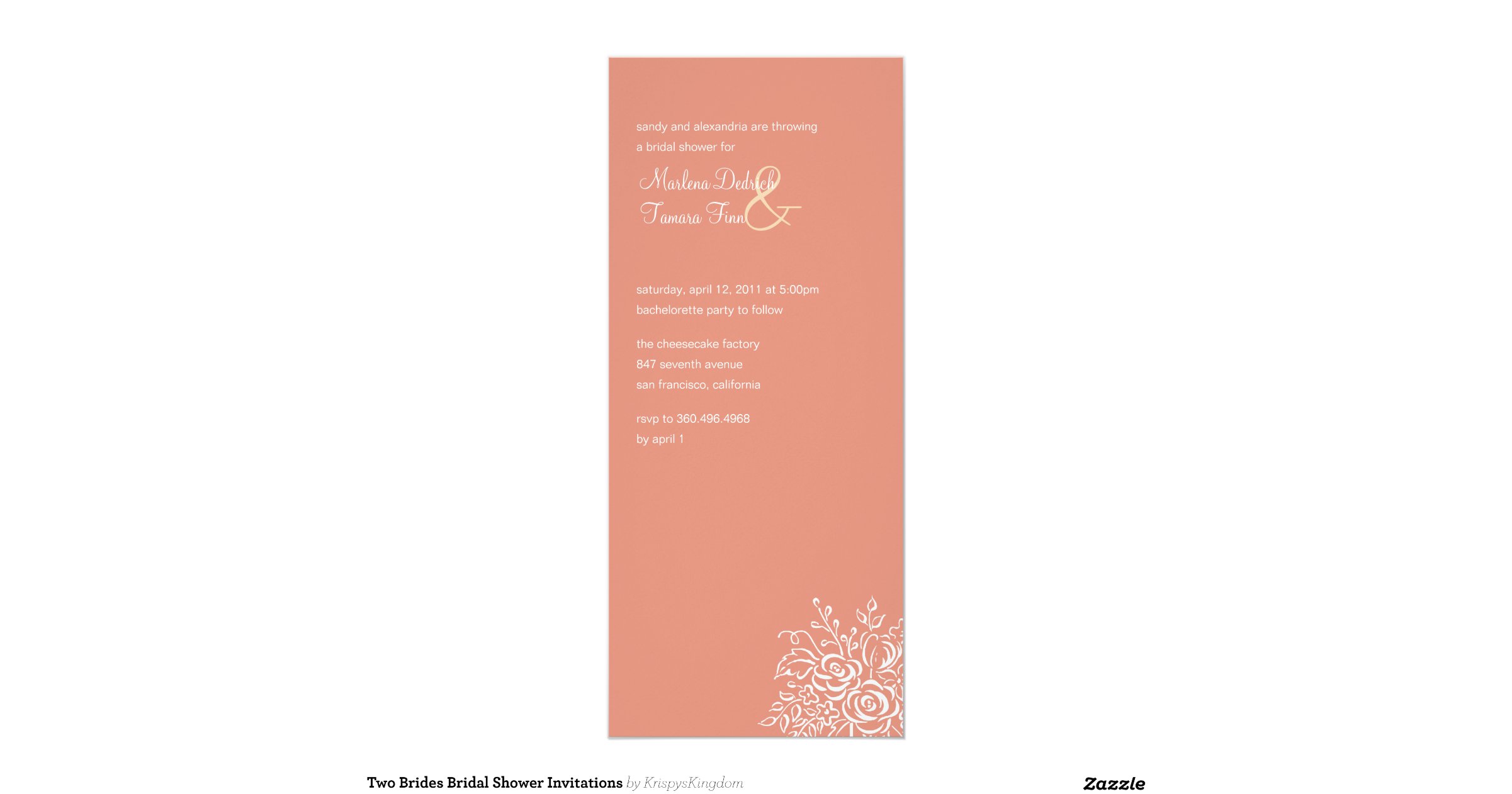 Two Brides Bridal Shower Invitations 4" X 9.25" Invitation Card Zazzle