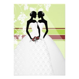 Two Brides In Bridal Gowns Elegant Wedding Custom Invitations