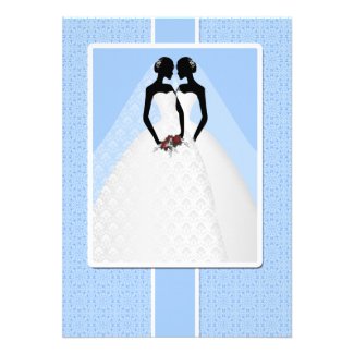 Two Brides In Bridal Gowns Wedding Personalized Invite