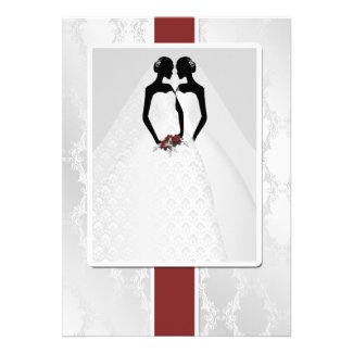 Two Brides In Bridal Gowns Wedding Custom Invitation