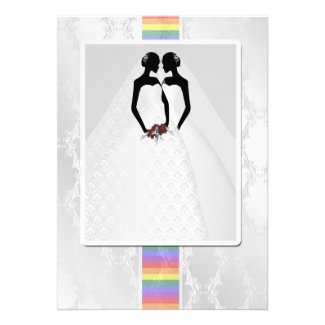 Two Brides In Bridal Gowns Wedding Personalized Invites