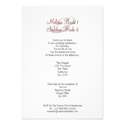 Two Brides In Bridal Gowns Wedding Invitation