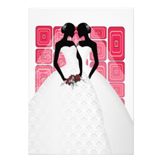 Two Brides In Bridal Gowns Wedding Invitation