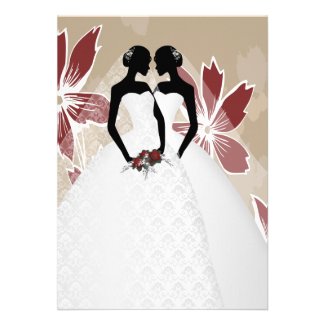 Two Brides In Bridal Gowns Wedding Personalized Invitation
