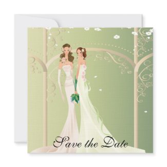 Two Brides Lesbian Floral Archway Save the Date I invitation
