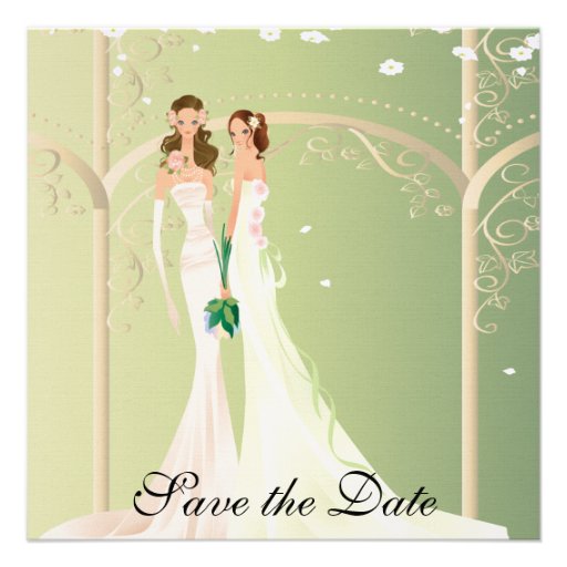 Two Brides Lesbian Floral Archway  Save the Date I Personalized Invite