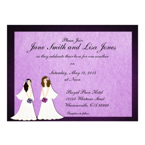 Two Brides Lesbian Wedding Or Ceremony Invitations 65 X 875 Invitation Card Zazzle