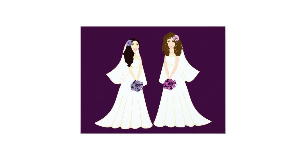 Two Brides Lesbian Wedding Or Ceremony Invitations Zazzle