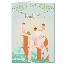 Two Brides LOVE  Lesbian  Thank You Wedding  Card