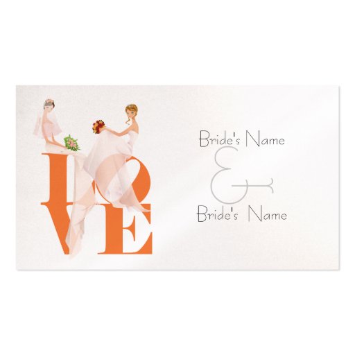Two Brides LOVE Lesbian Website Wedding Card Business Card Template (front side)