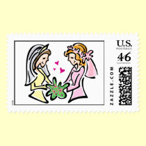 Two Brides Postage Stamp stamps