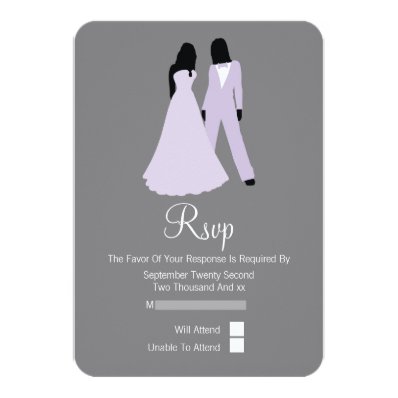 Two Brides RSVP Wedding (Lilac And Grey) Custom Invitation
