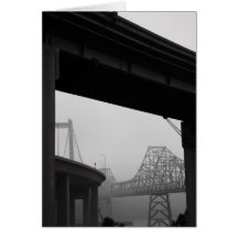 Two Bridges in a Fog Greeting Card,Note Card
