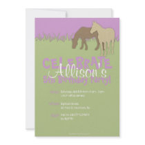 Two Brown Horses Girl's Birthday Invites