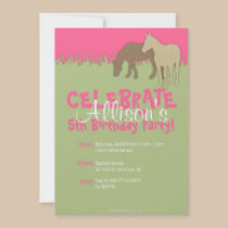 Two Brown Horses Girl's Birthday Party Invitation