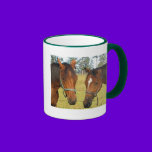 Two Brown Horses In A Field, Thoughtful Horses mugs