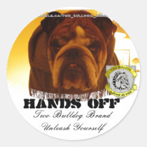 Two Bulldog Brand HANDS OFF Sticker