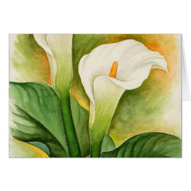 Two Cala Lilies Watercolor Art - Multi Greeting Card