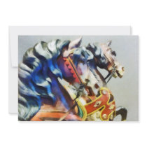 Two Carousel Horses Closeup Custom Invitation