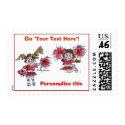 Two Cartoon Cheerleaders Postage Stamps
