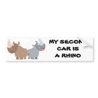 Two Cartoon Rhinos Bumper Sticker bumpersticker