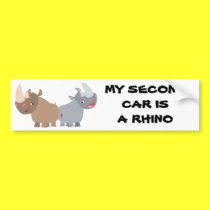 Two Cartoon Rhinos Bumper Sticker bumper stickers by Lioness_Graphics Two Cartoon Rhinos Bumper Sticker bumper stickers